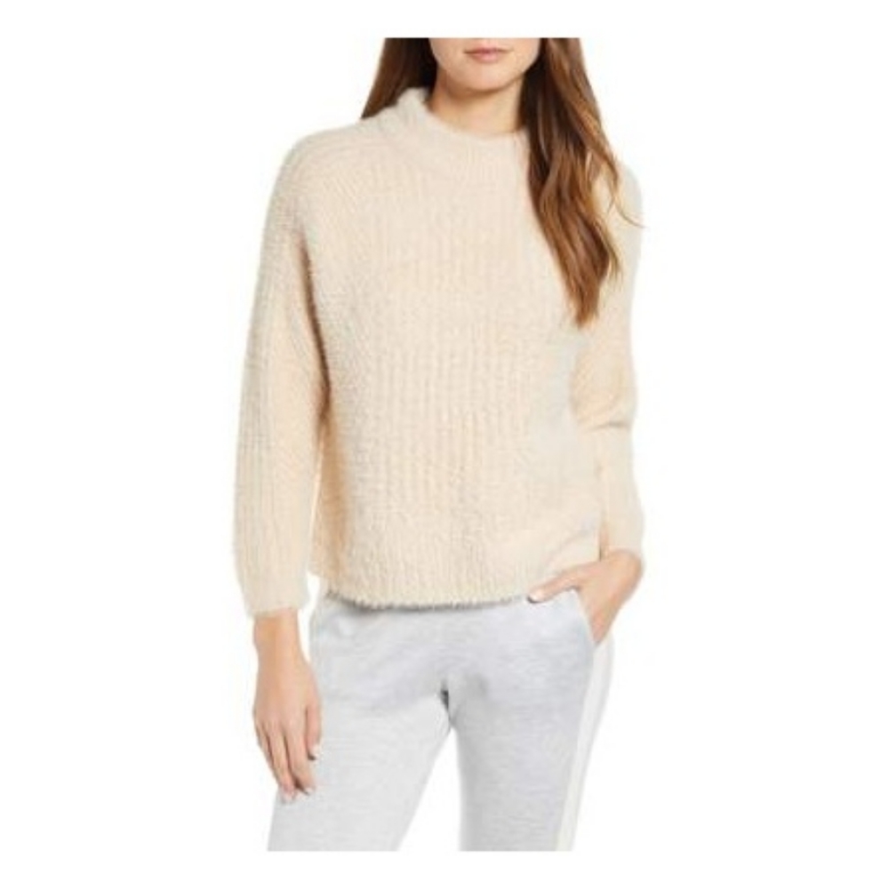 Lou & Grey Sweater Soft Cozy Eyelash Boho Textured Cream Tan Capsule Wardrobe